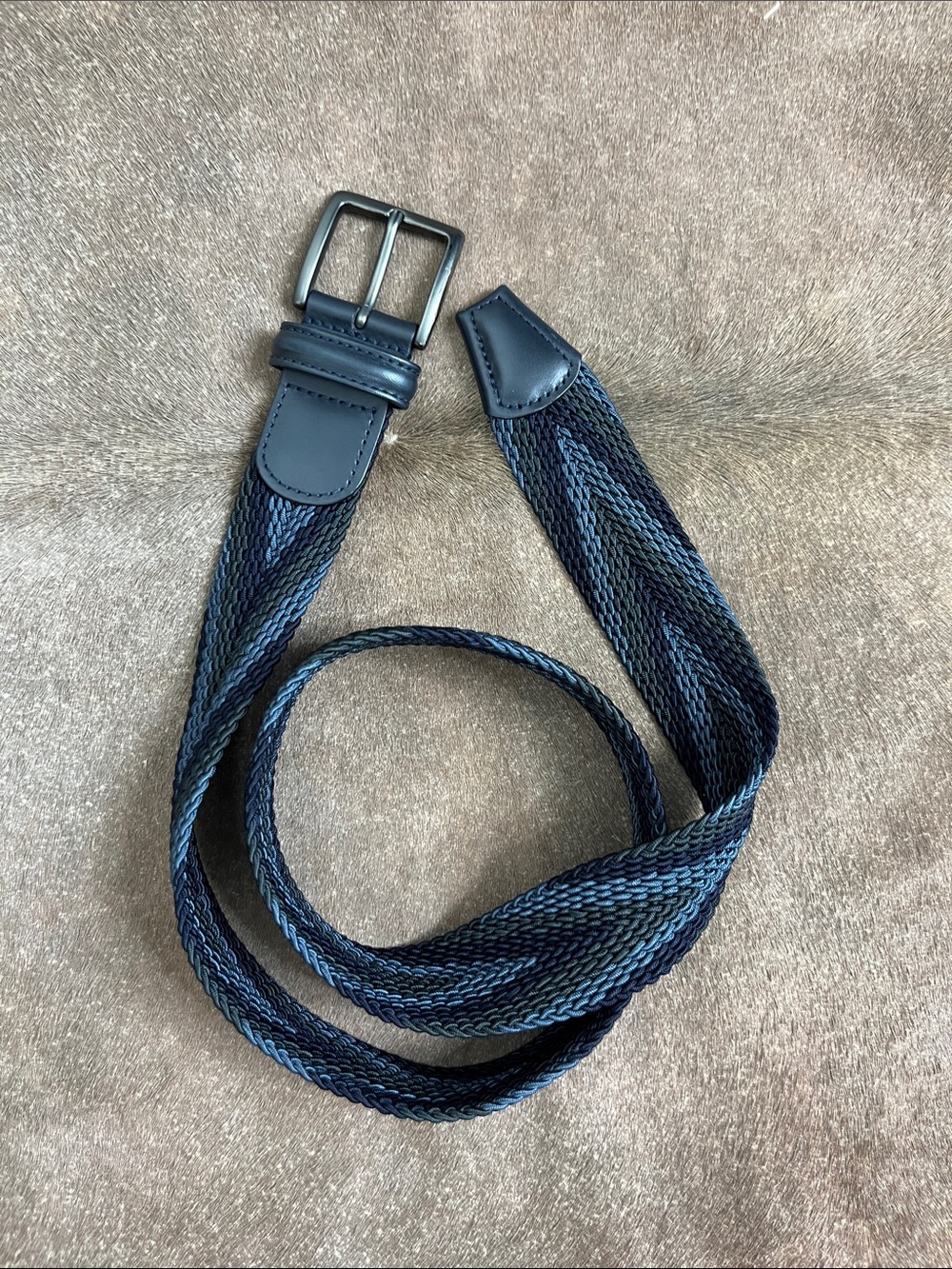 Anderson's Made in Italy Woven Braided Leather Tab Belt Sz 34